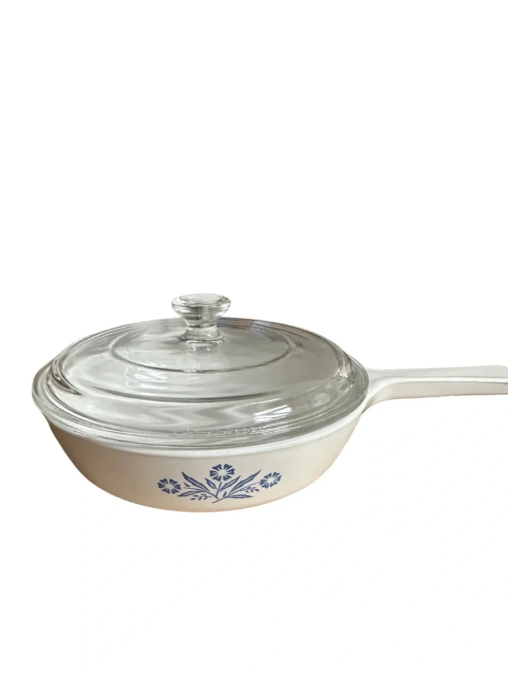 Vintage Corning Ware Blue Cornflower Skillet with Original Pyrex Lid